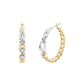 Faux Stone Signature Mixed Sculpted C Chain Hoop Earrings