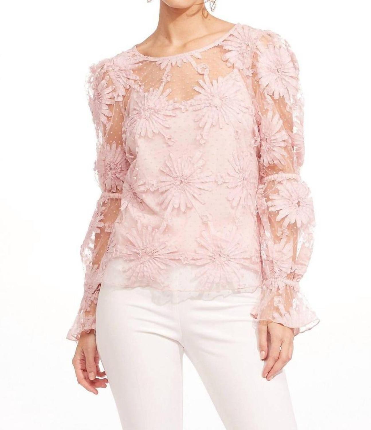 Lace Floral Blouse In Pink