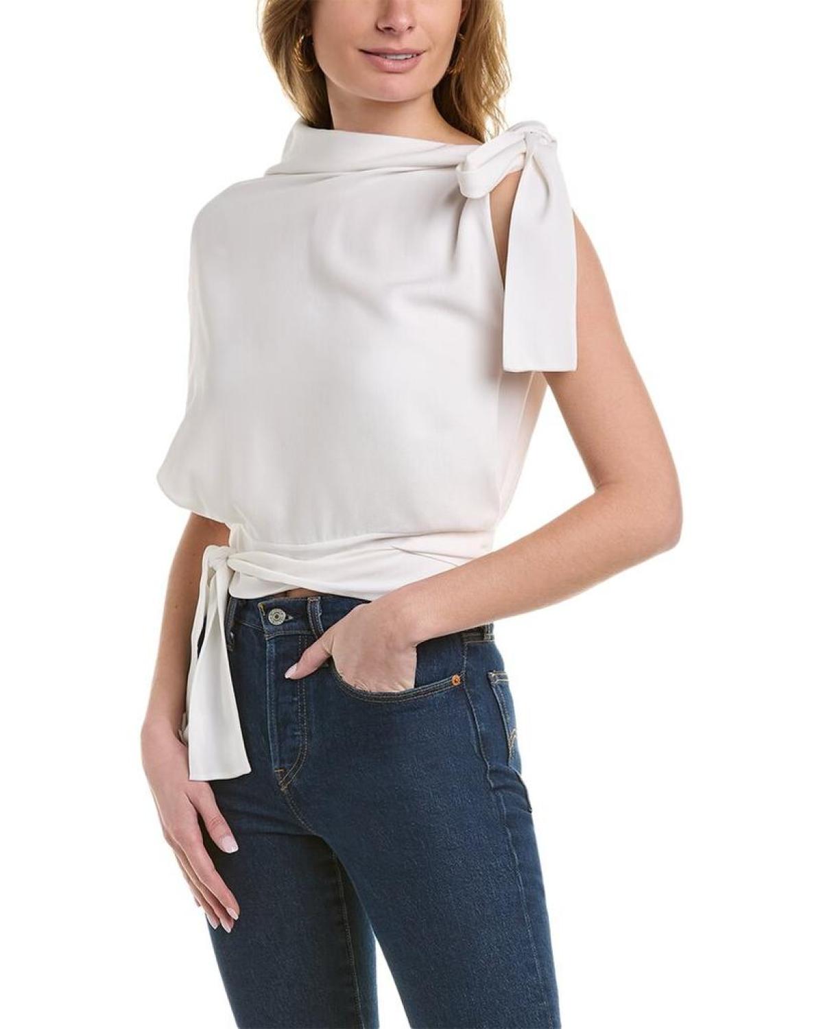 Michael Kors Collection Shoulder Tie Silk Top