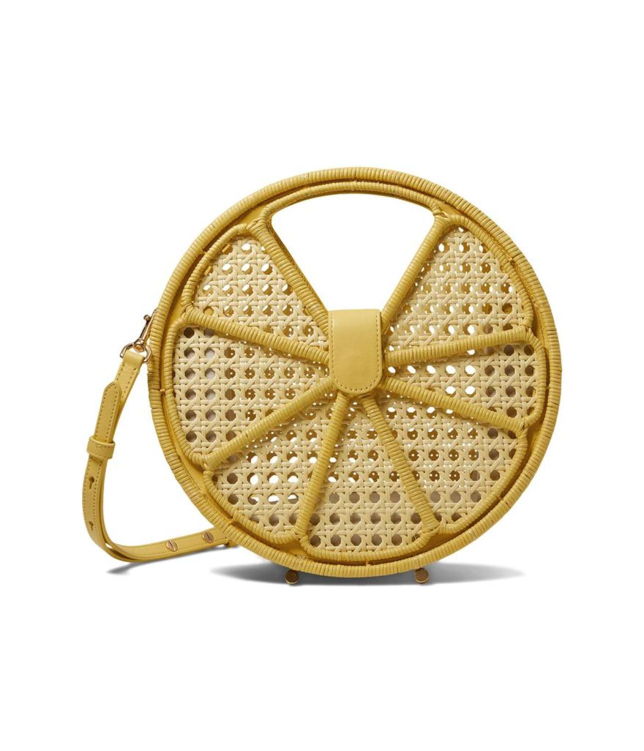 Lemon Drop Raffia Lemon Slice Top-Handle Satchel