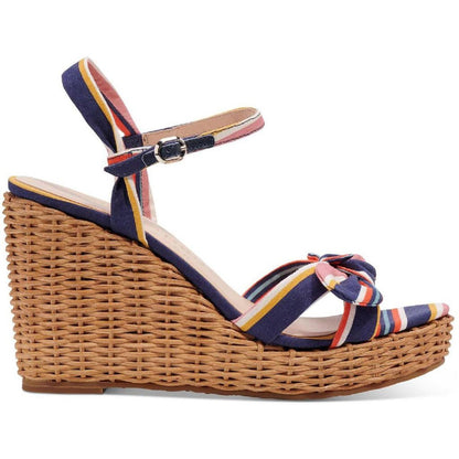 Patio Womens Striped Wicker Wedge Sandals