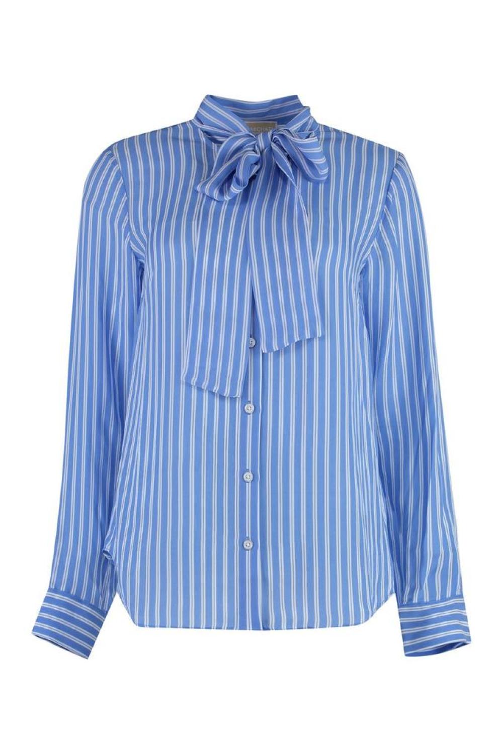 Michael Michael Kors Striped Tie-Neck Blouse