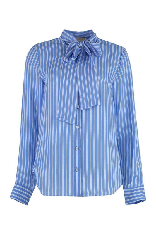 Michael Michael Kors Striped Tie-Neck Blouse