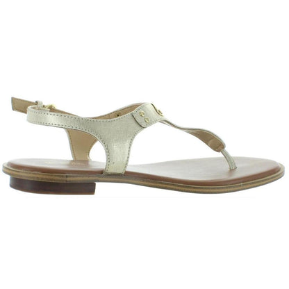 MK Plate Womens Leather Metallic Thong Sandals