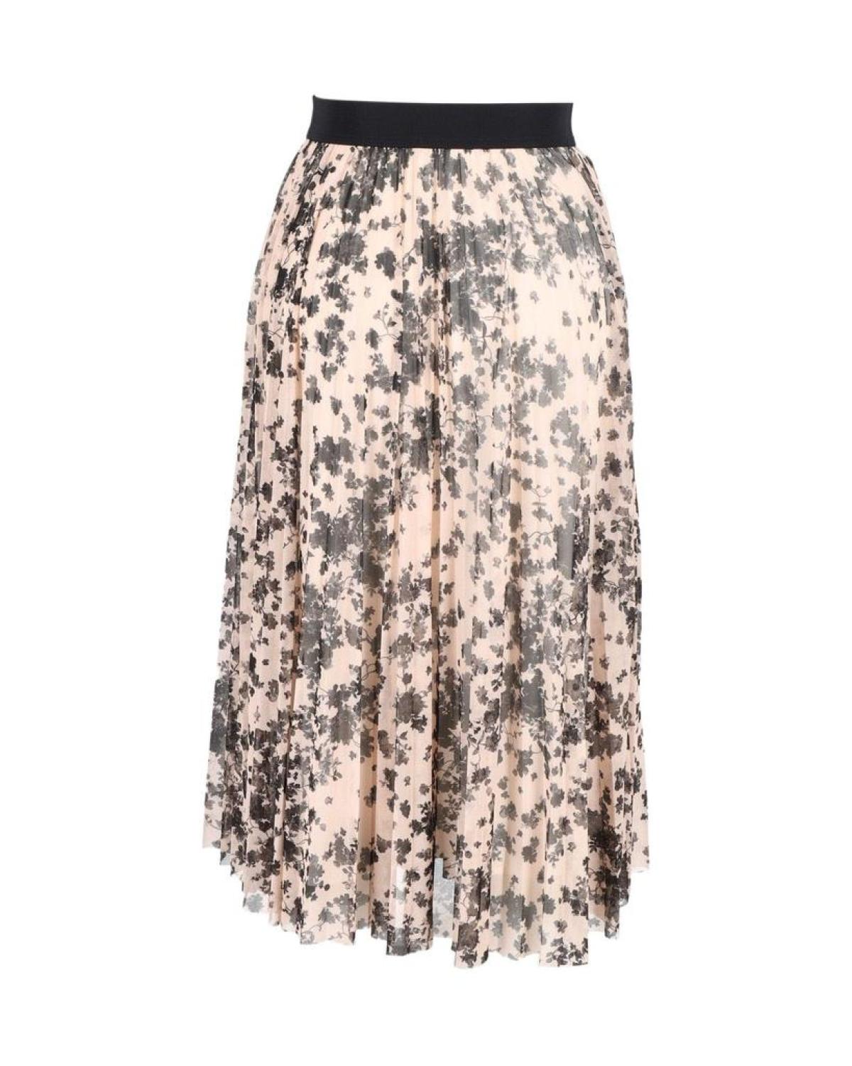 Max Mara Pleated Tulle Midi Skirt in Peach Polyester