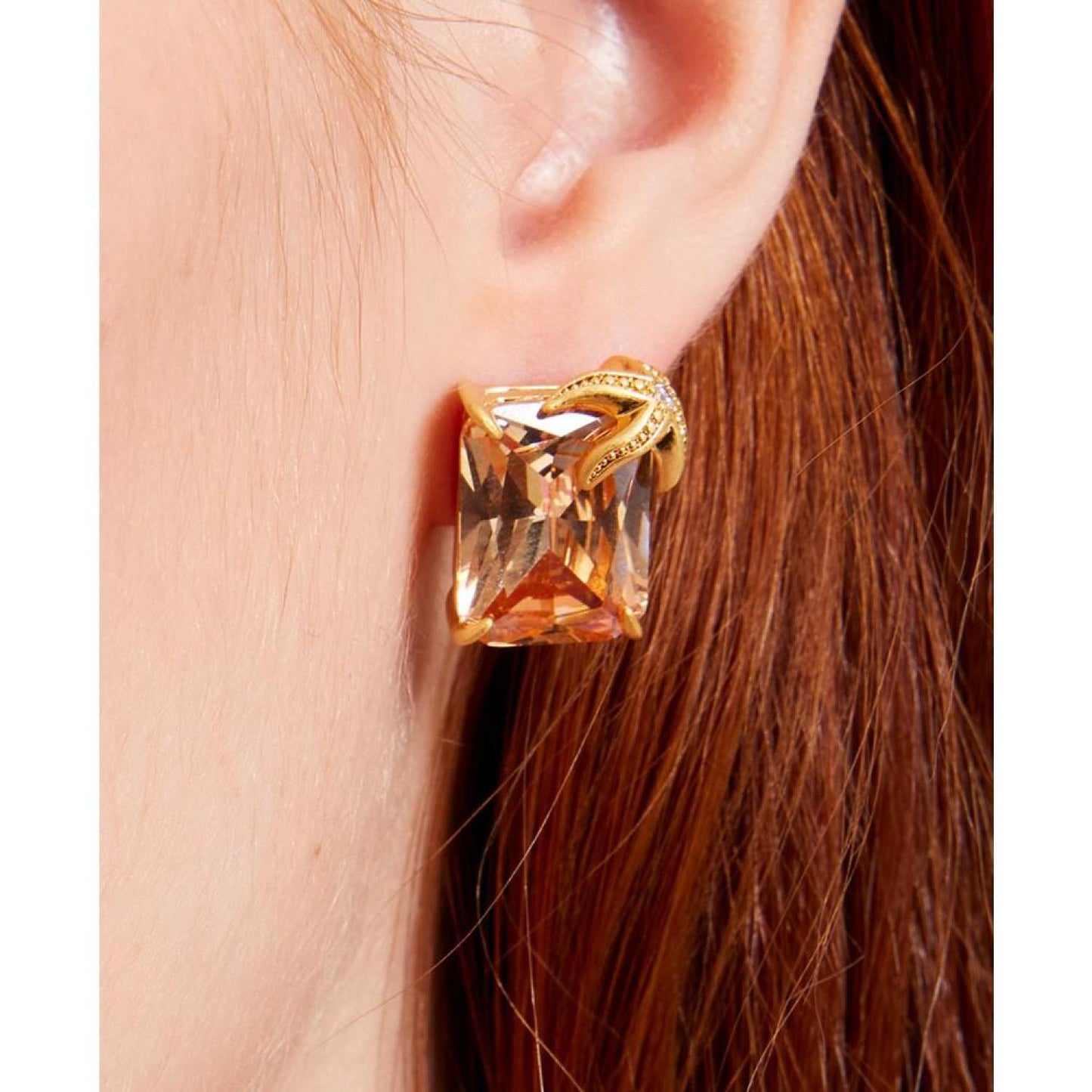 Gold-Tone Reef Treasure Starfish Champagne Stone Stud Earrings