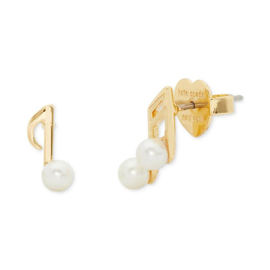 Gold-Tone Hit the Town Music Note Stud Earrings