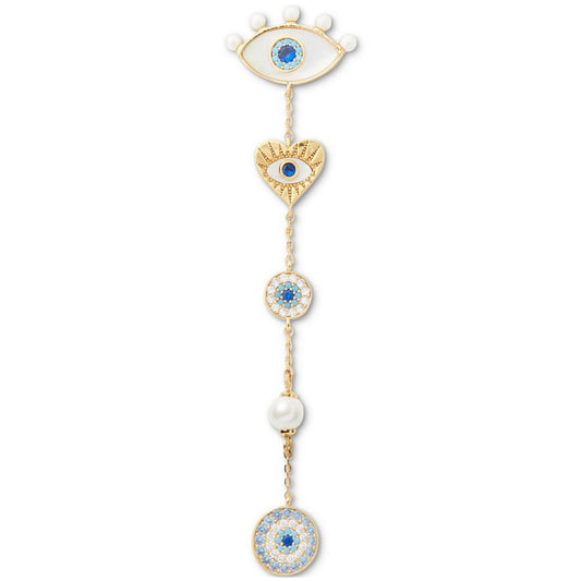 Gold-Tone Mixed Stone Evil Eye Linear Drop Earrings