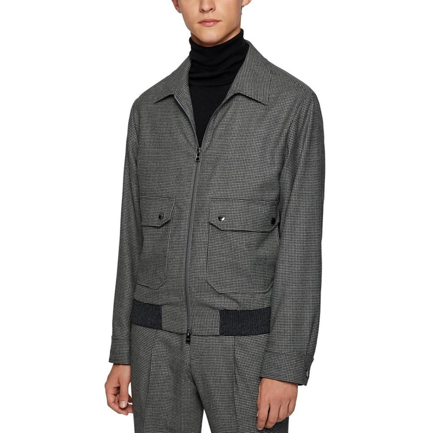 Men's Slim-Fit Micro-Check Jacket