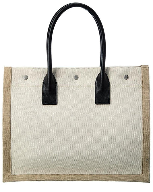 Saint Laurent Rive Gauche Small Canvas & Leather Tote