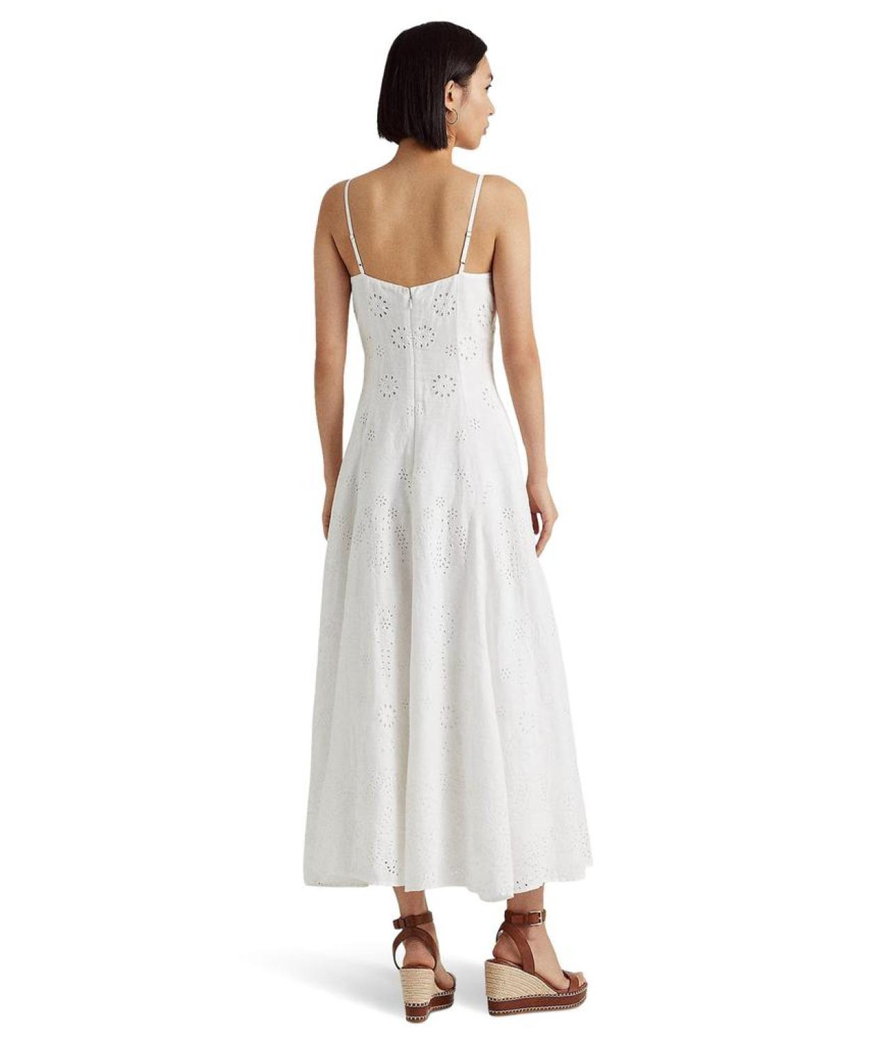 Eyelet-Embroidered Linen Dress