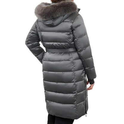 Women's Plus Size Shine Belted Faux-Fur-Trim Hooded Puffer Coat