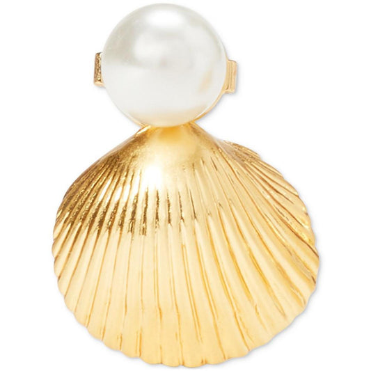 Gold-Tone Reef Treasure Imitation Pearl & Shell Stud Earrings