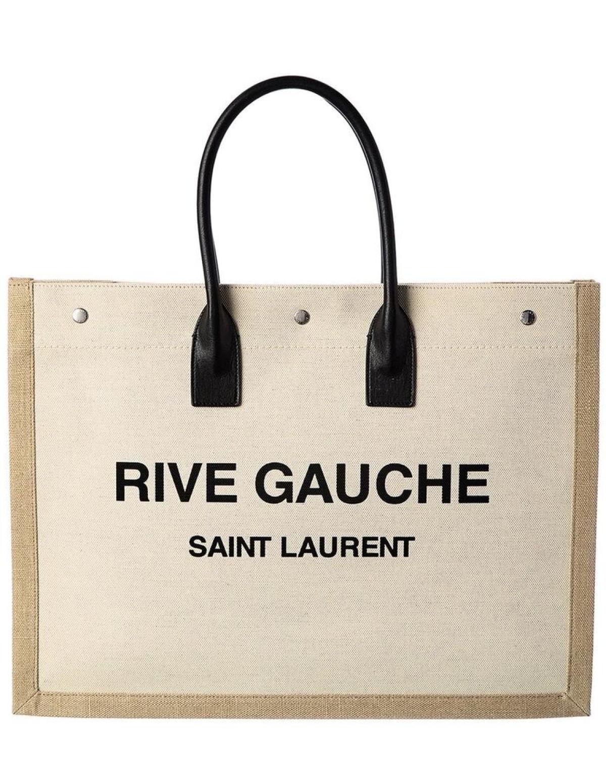 Saint Laurent Noe Rive Gauche Canvas & Leather Tote