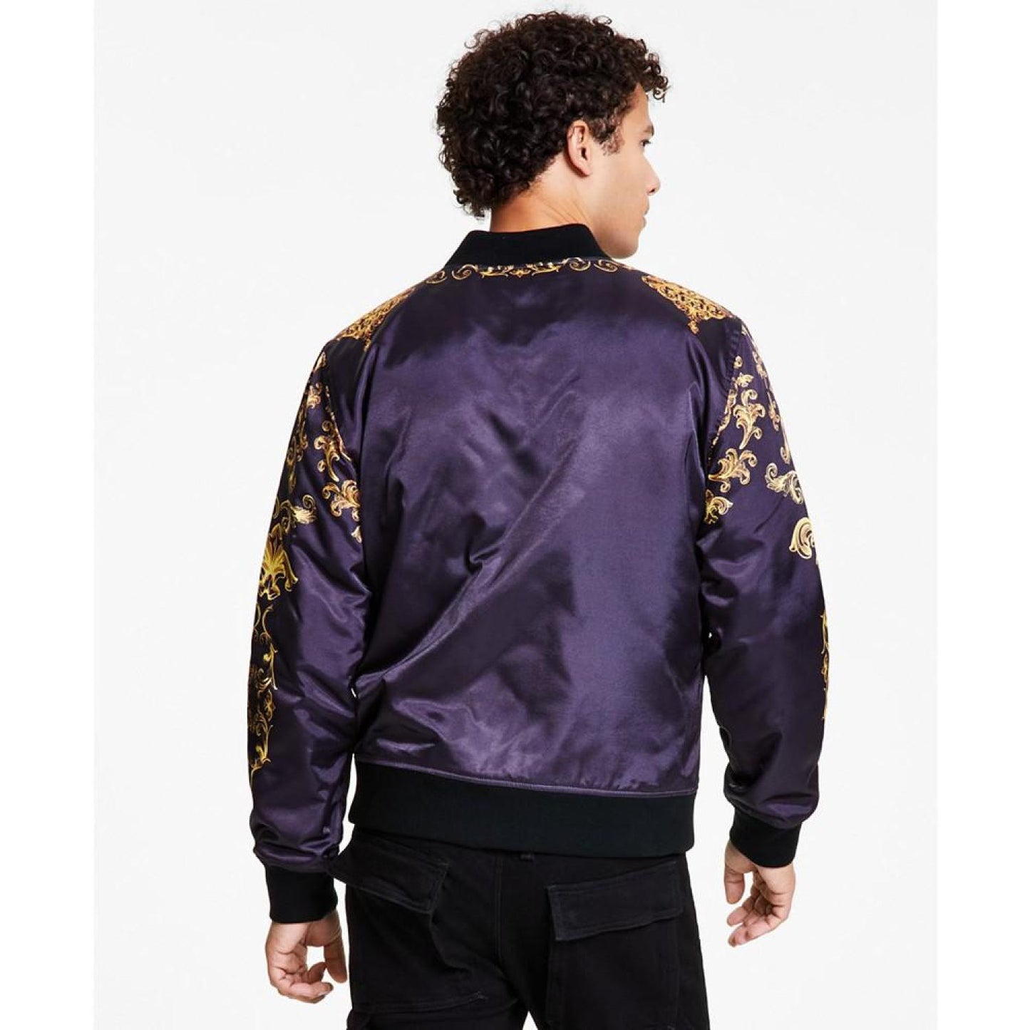 Men's Royal Full-Zip Satin Bomber Jacket