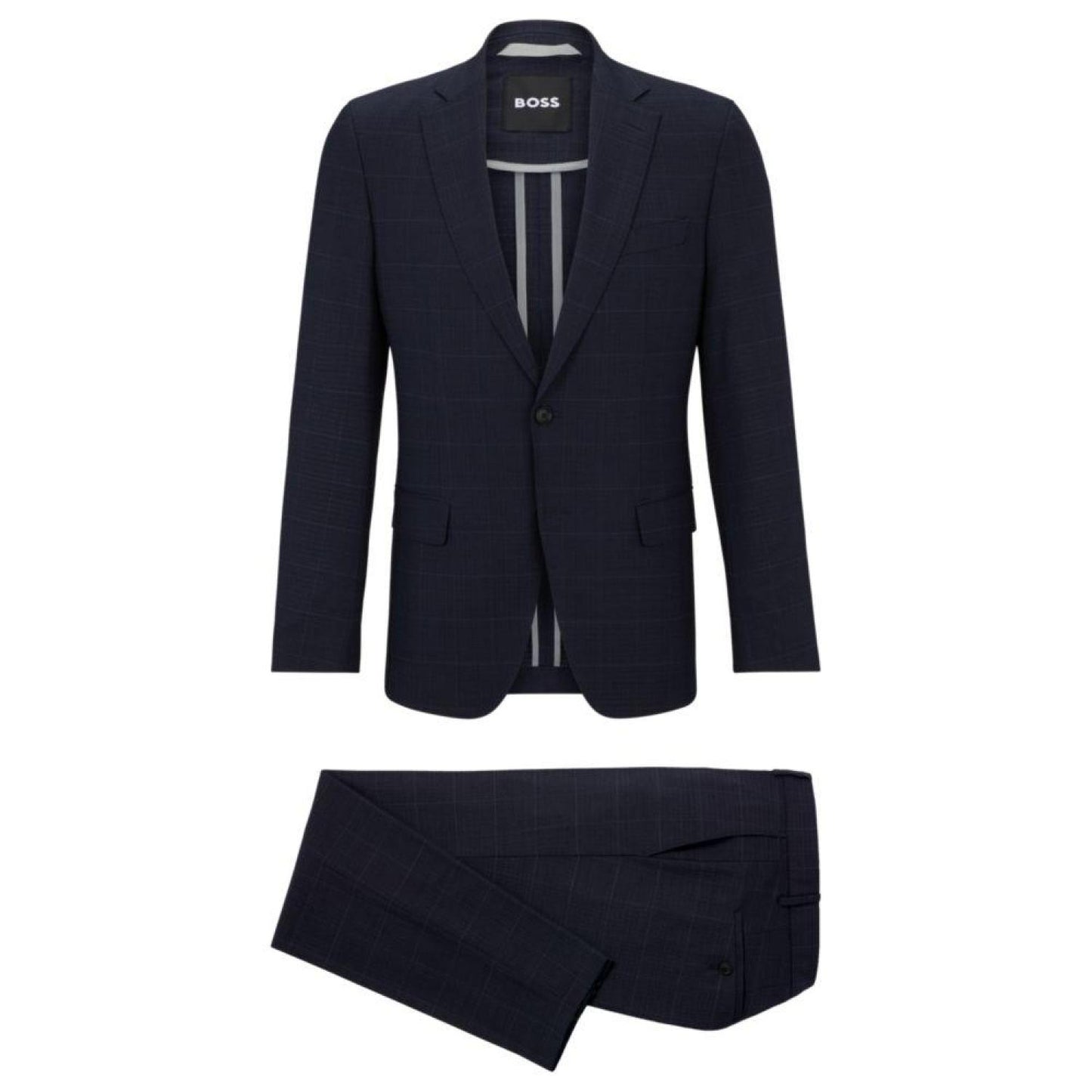 Slim-fit suit in checked performance-stretch fabric