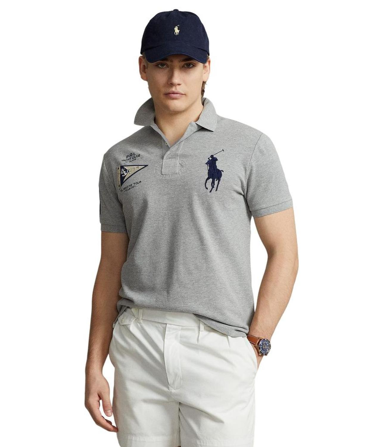 Custom Slim Fit Big Pony Mesh Polo Shirt