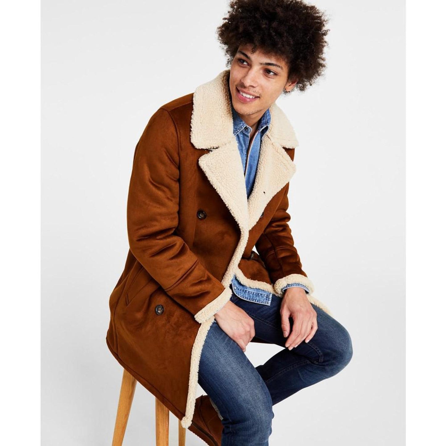 Men's Faux-Shearling Overcoat