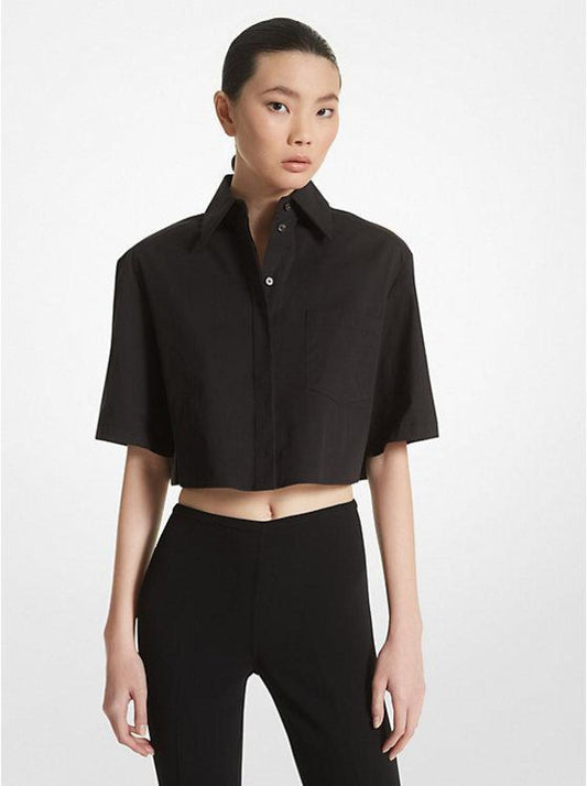 Stretch Cotton Poplin Cropped Shirt