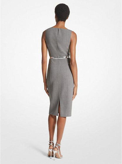 Stretch Wool Crepe Sheath Dress