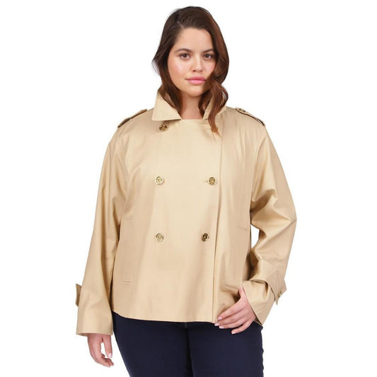 Plus Size Cropped Double-Breasted Peacoat