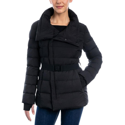 Women's Stretch Asymmetrical Belted Packable Down Puffer Coat