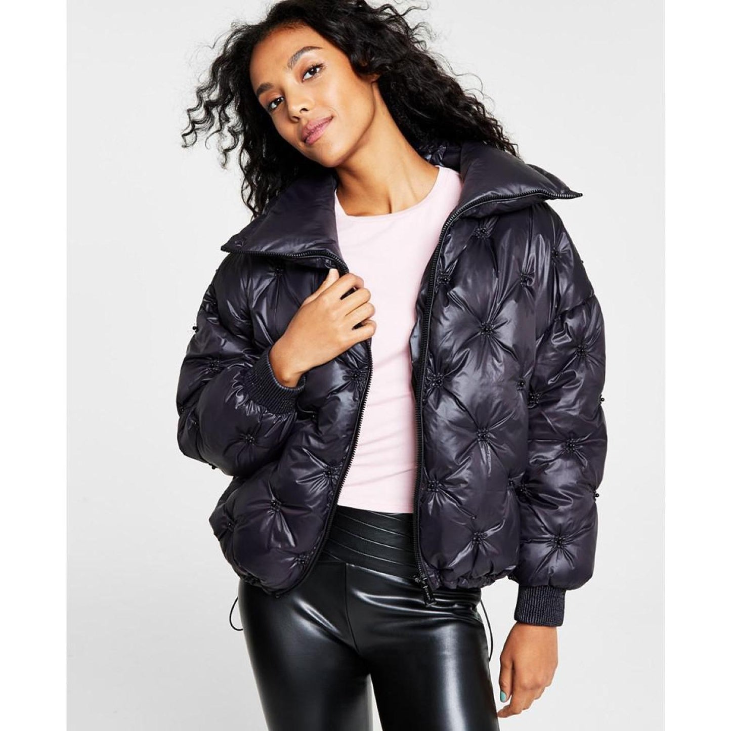 Women's Perla Embellished Zip-Front Puffer Jacket