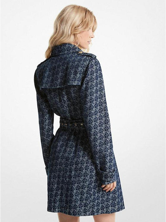 Empire Signature Logo Jacquard Denim Trench Coat