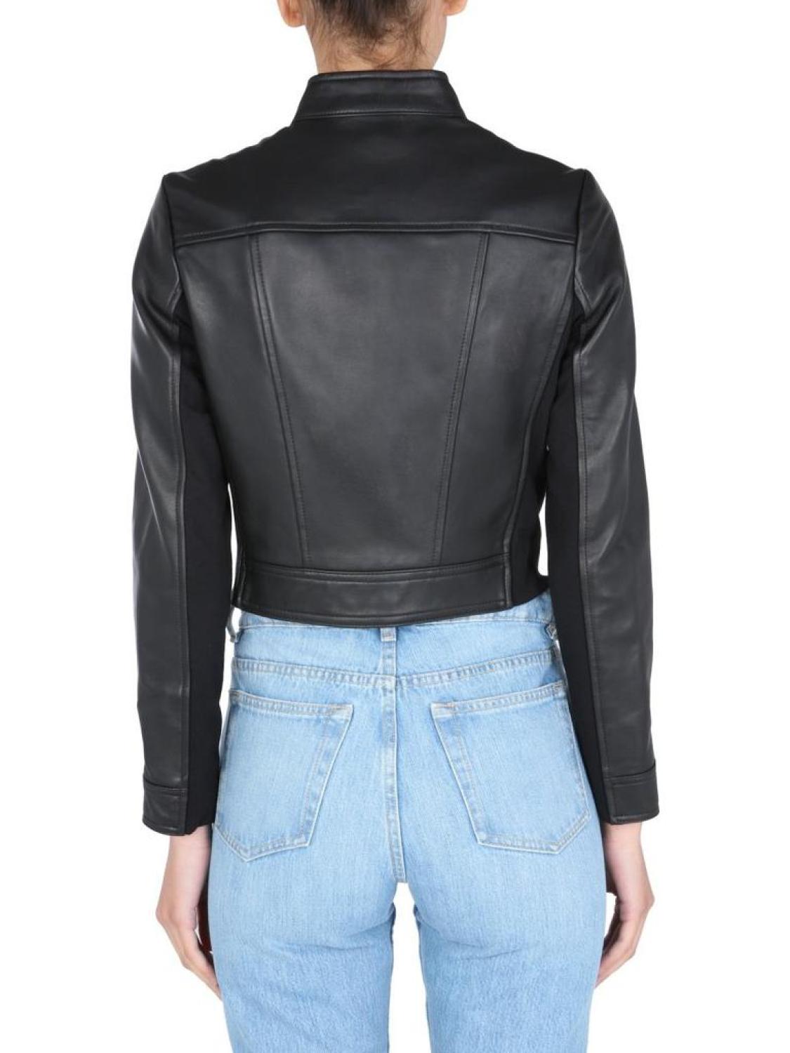 Michael Michael Kors Cropped Leather Biker Jacket