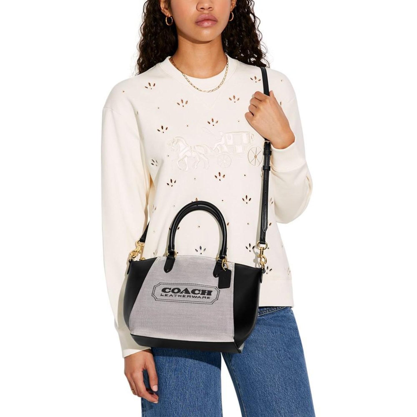 Badge Jacquard Elise Satchel with Convertible Straps - Macy's Exclusive