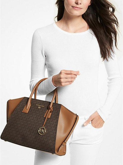 Avril Large Logo Top-Zip Satchel