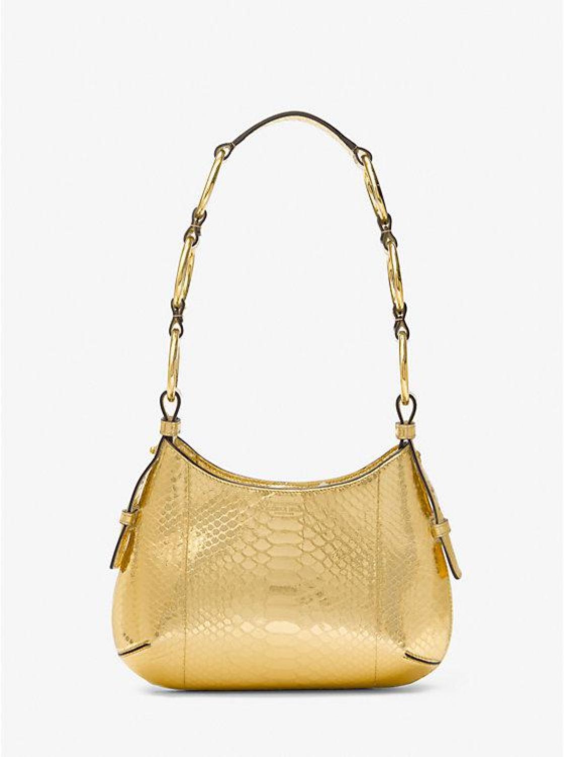 Bardot Mini Metallic Python Embossed Leather Hobo Shoulder Bag