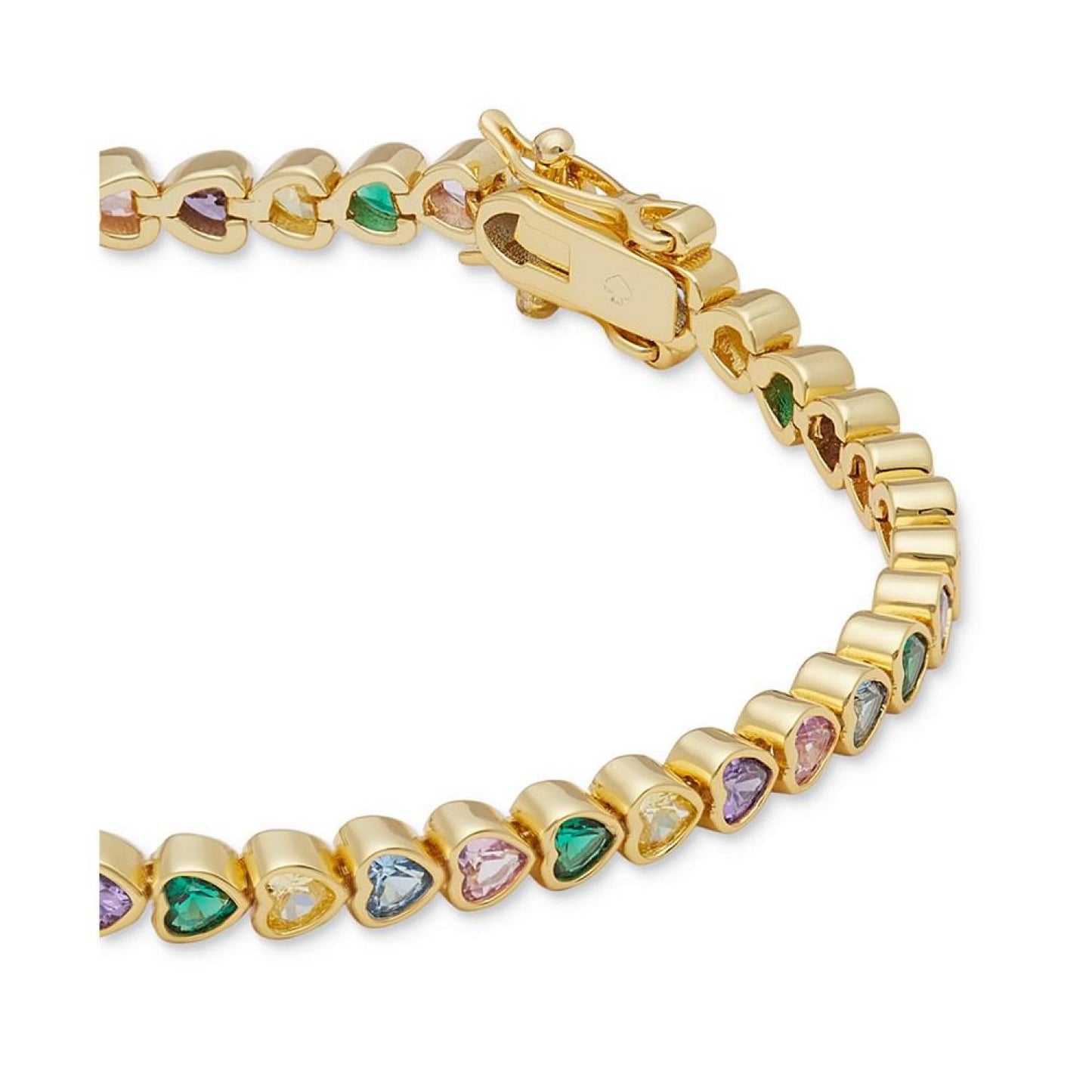 Gold-Tone Multicolor Mixed Stone Heart Tennis Bracelet