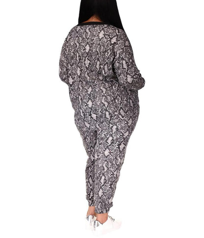 Plus Size Snake Waffle Pocket Pullover