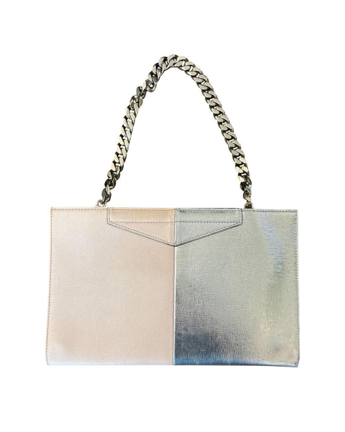 Fendi Grande Colorblock Clutch Bag in Pink and Silver Leather