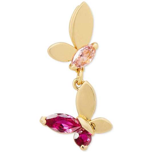 Gold-Tone Multicolor Cubic Zirconia Butterfly Drop Earrings