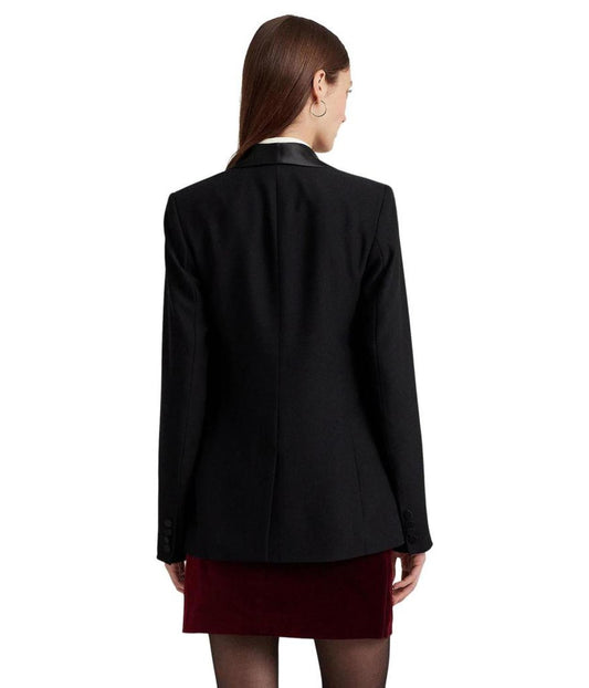 Satin-Trim Crepe Blazer