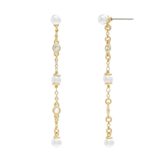 Cubic Zirconia Imitation Pearl Linear Earrings