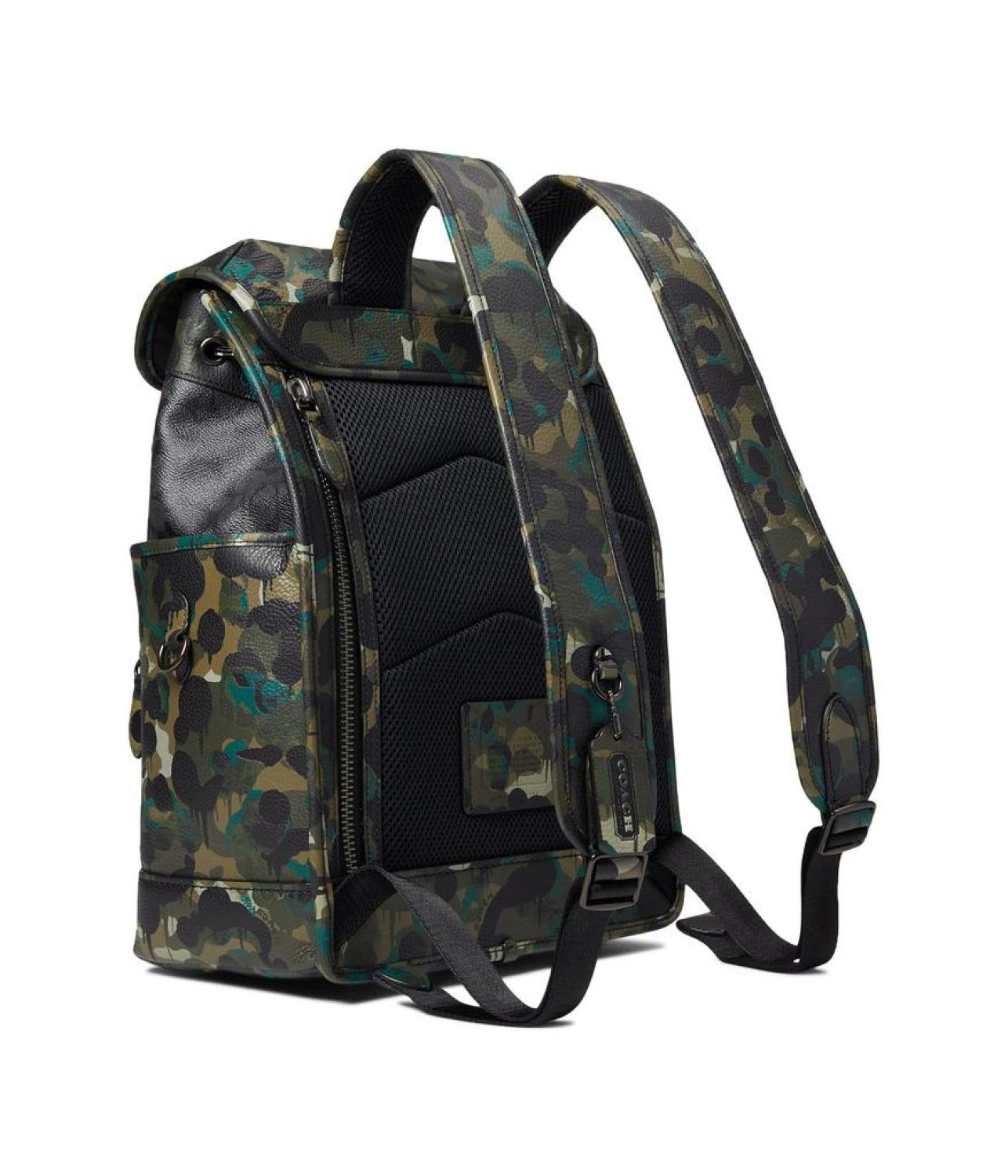 League Flap Backpack in Signature with Camo Print Leather