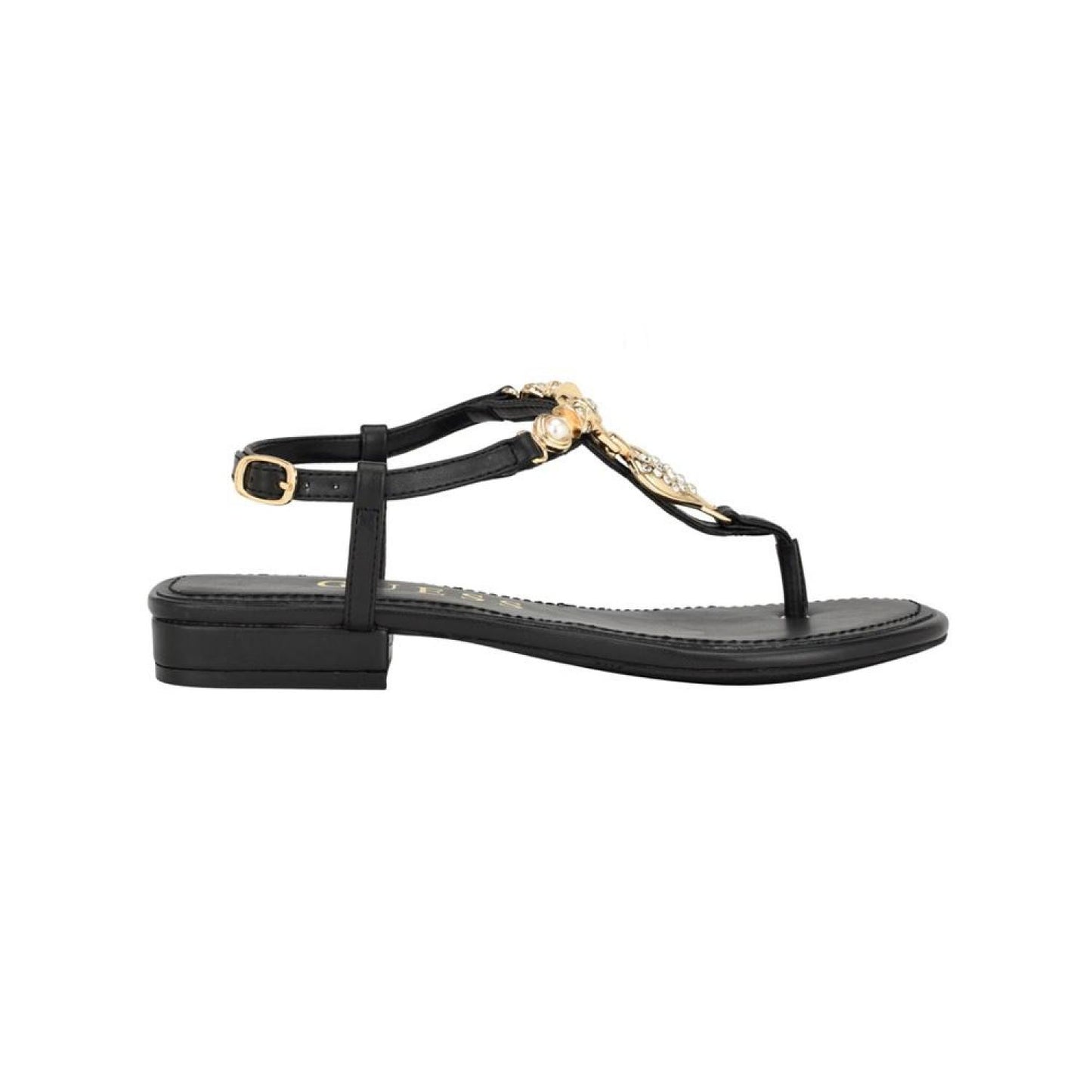 Women's Jiarella Flat T Strap Hardware Accent Sandals