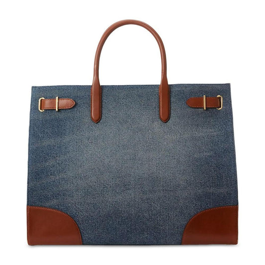 Devyn Denim with Leather Trim Large Tote Bag