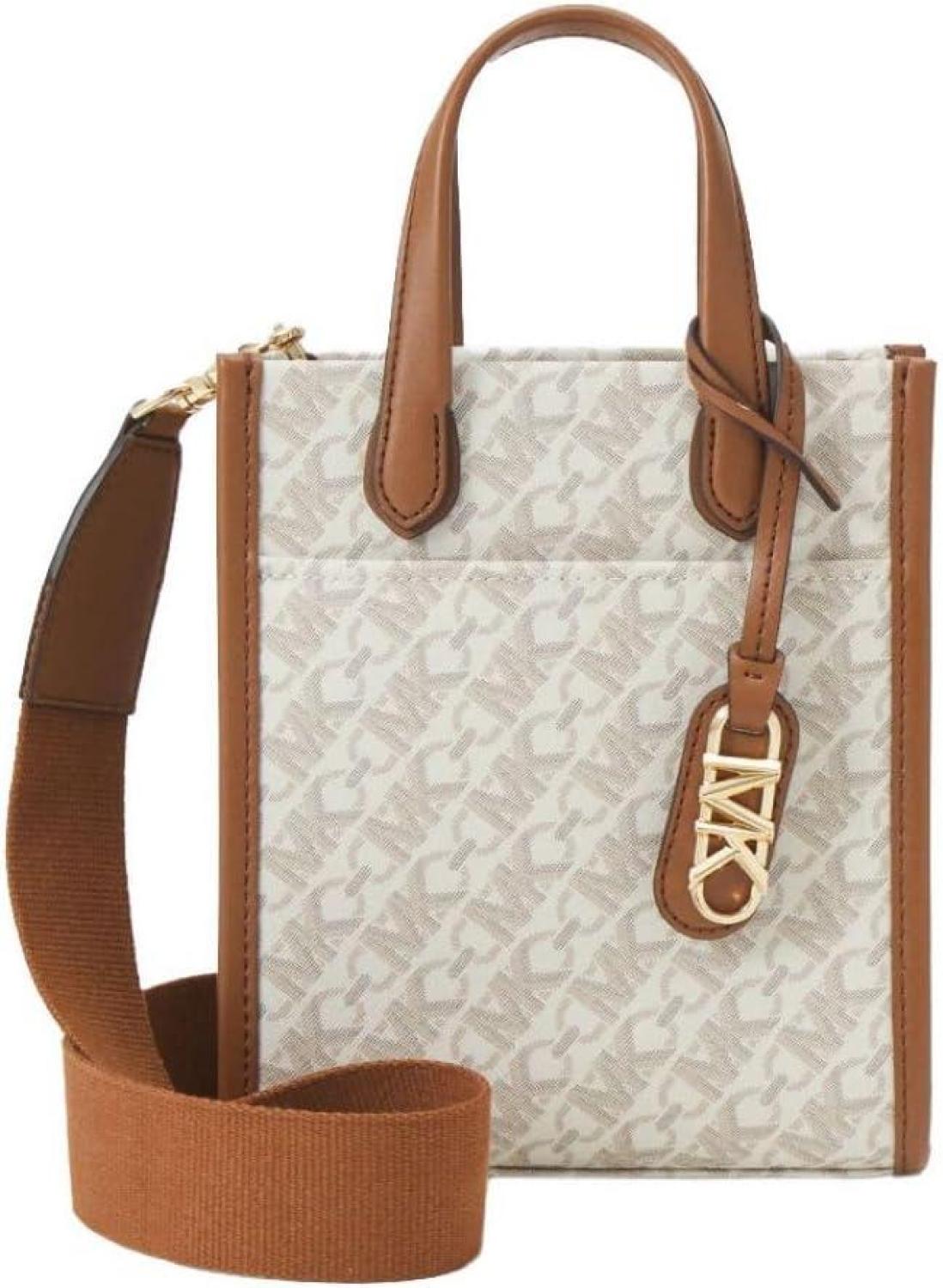 Michael Michael Kors Women's Gigi-Xs NS Shopper Tote Crossbody Hadnbag, Vanilla/Luggage