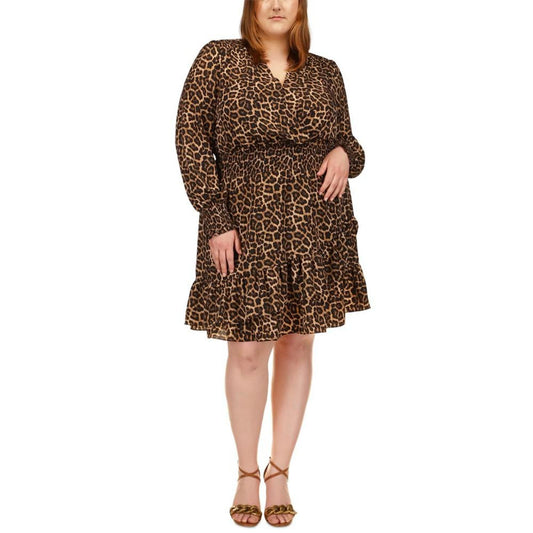 Plus Size Julia Smocked Waist Animal-Print Dress