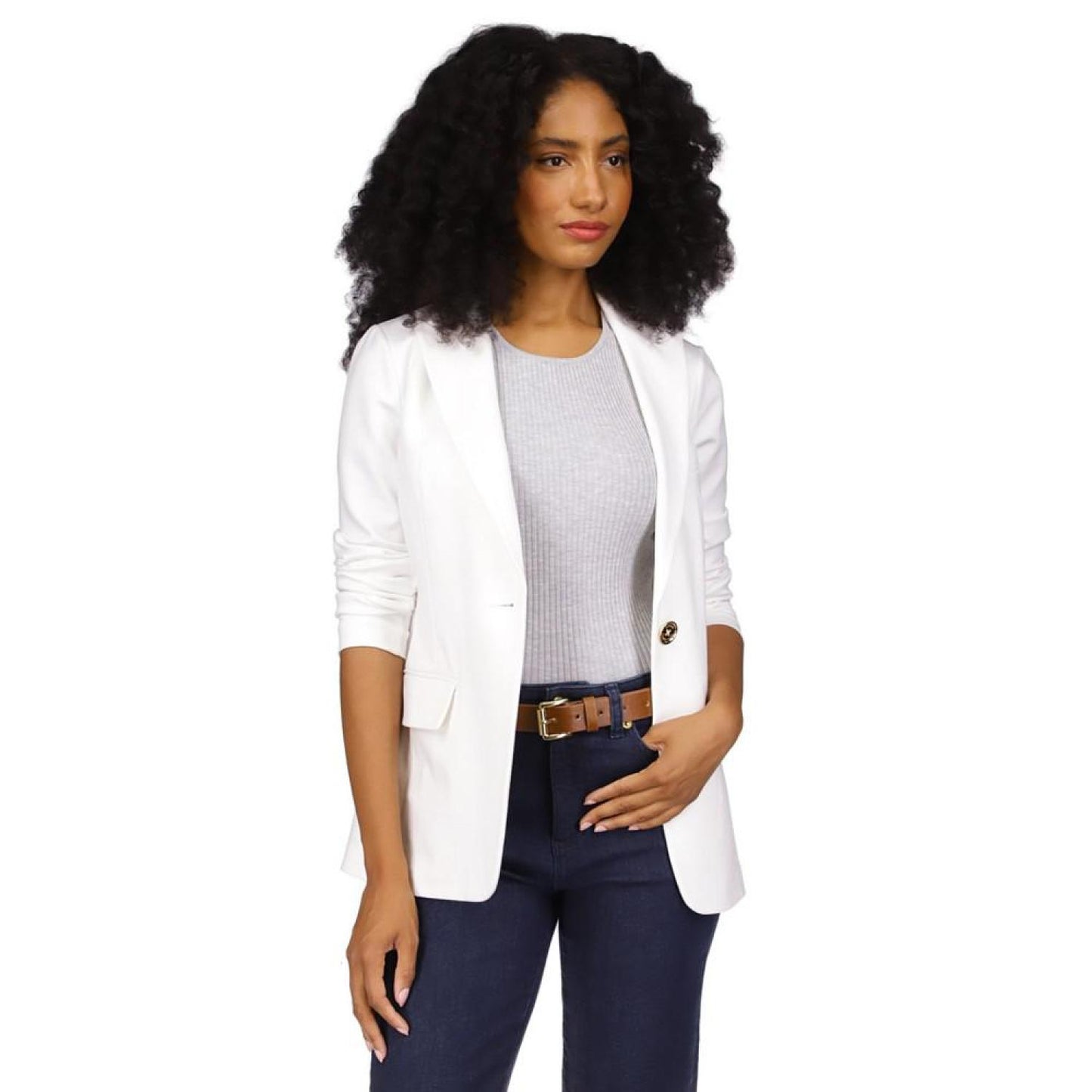 Women's Knit One-Button Blazer, Regular & Petite