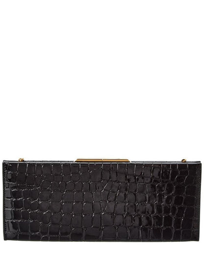 Saint Laurent Croc-Embossed Patent Clutch