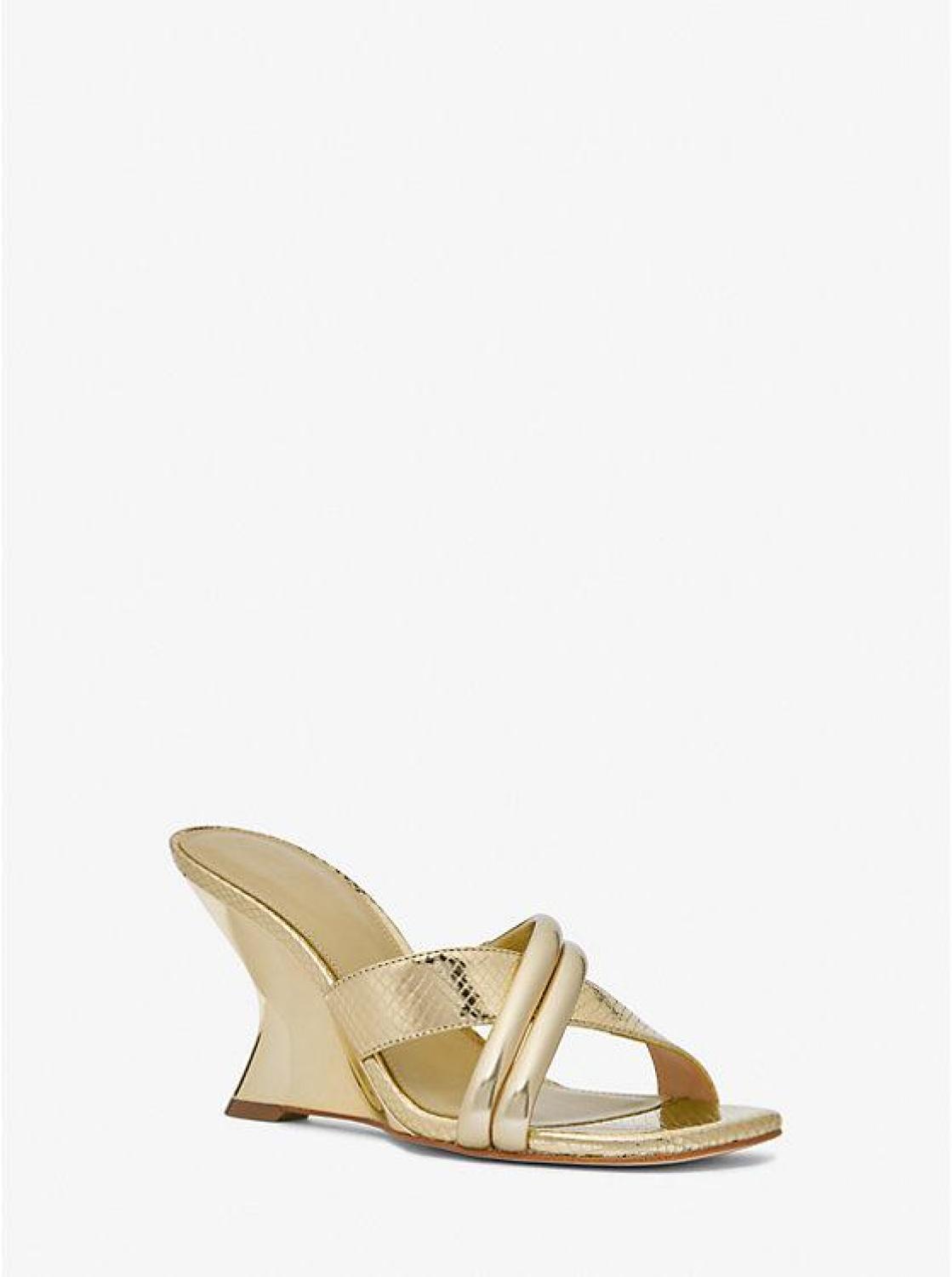 Nadina Metallic Snake Embossed Leather Mule