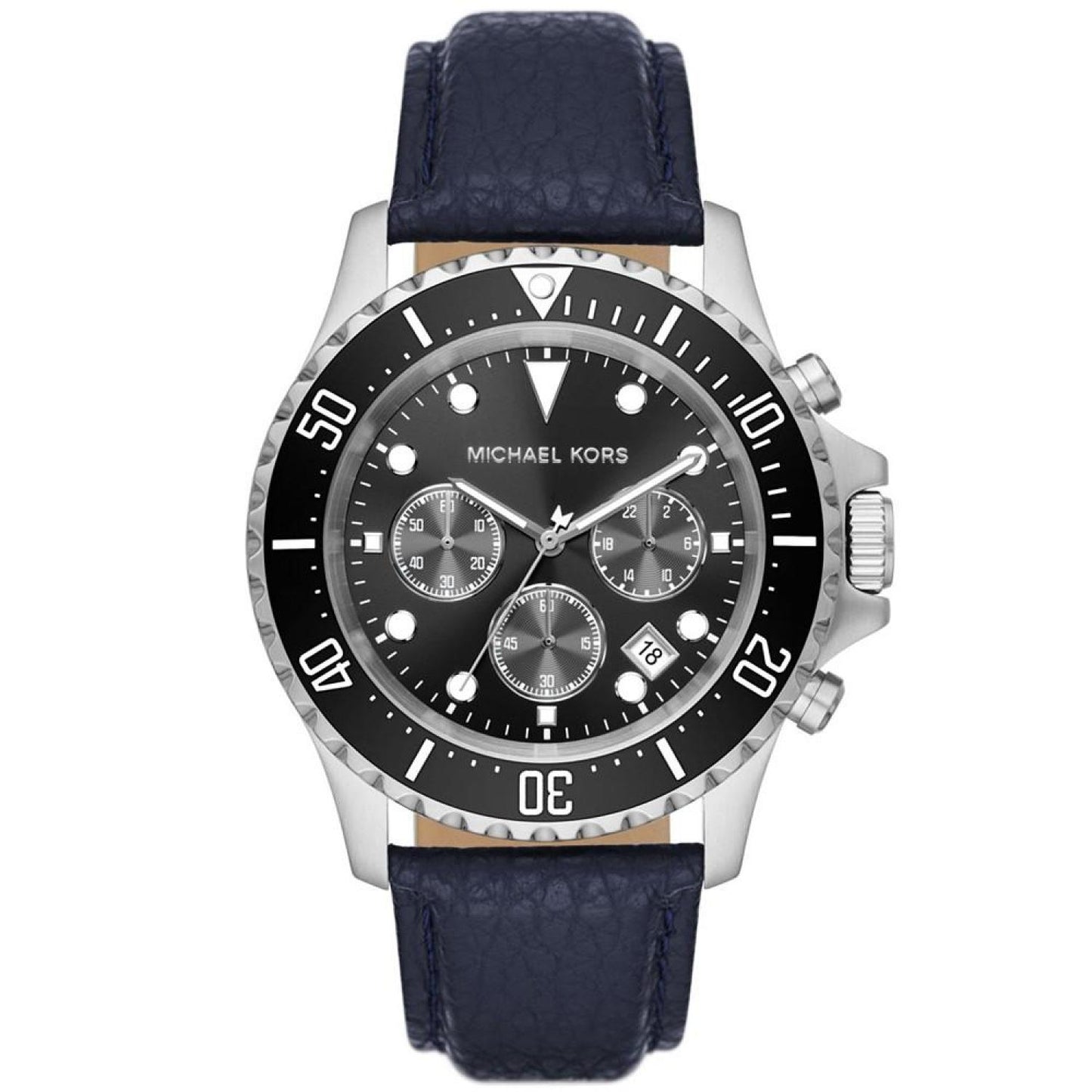 Men's Everest Quartz Chronograph Navy Leather Watch 45mm