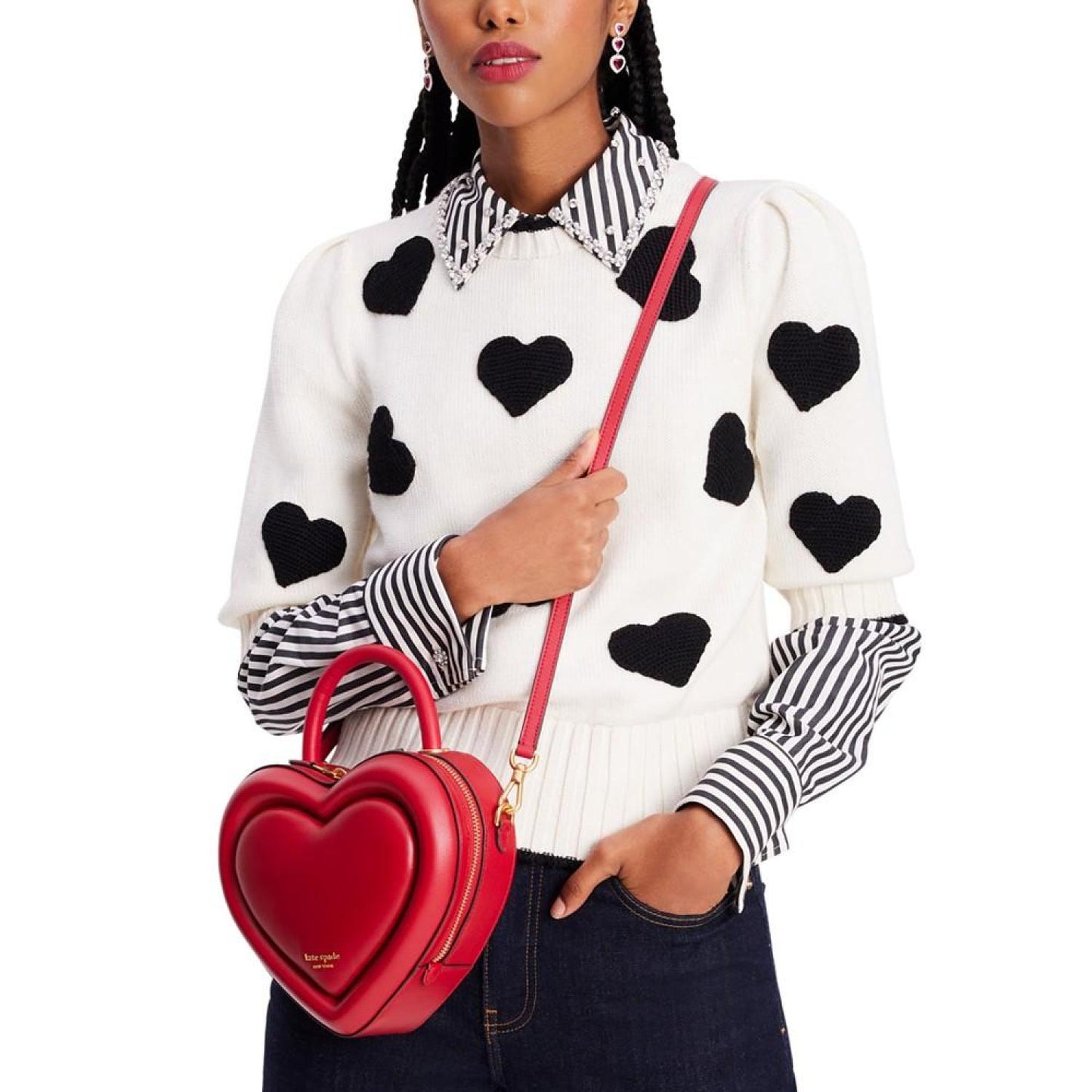 Pitter Patter Smooth Leather 3D Heart Crossbody