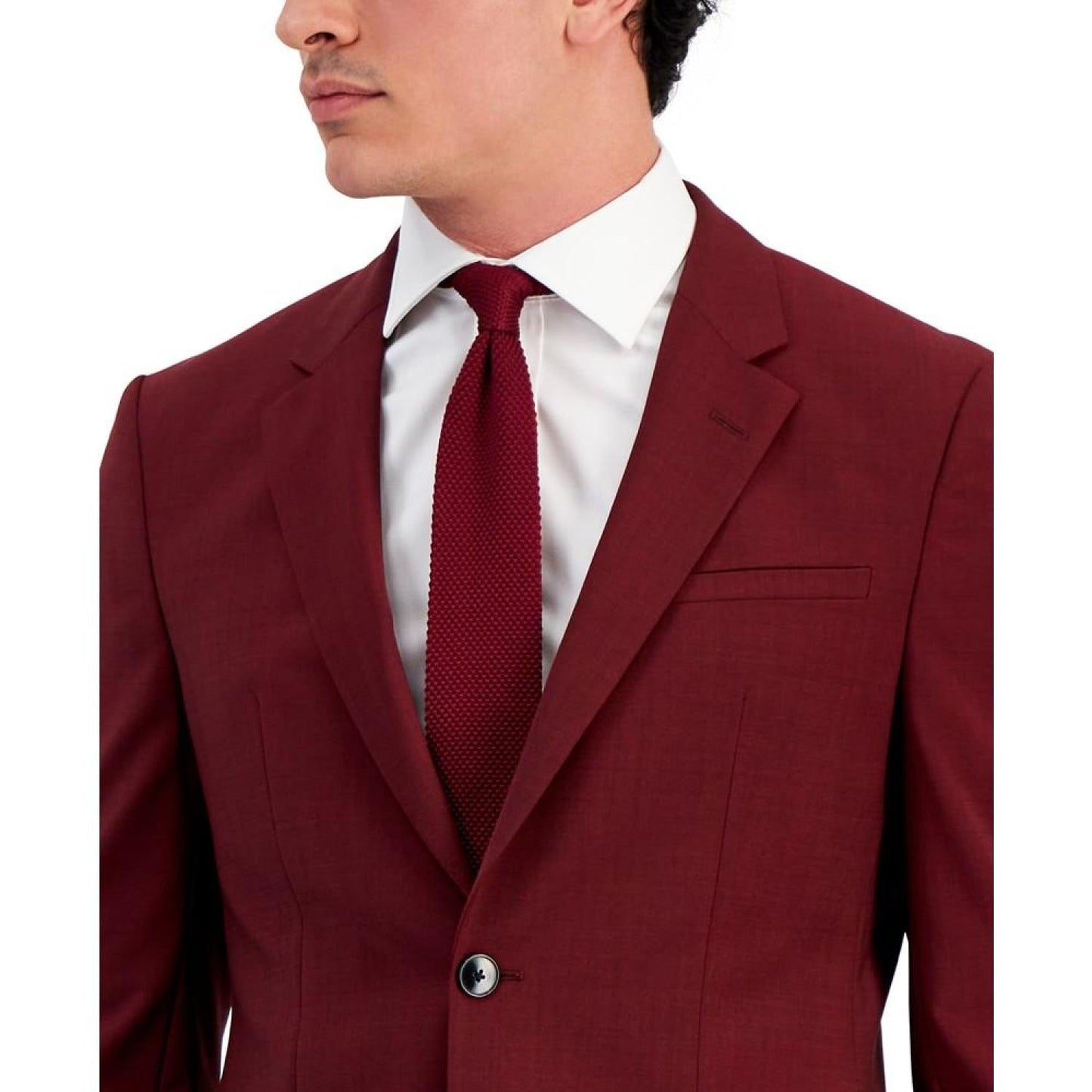 Men's Modern-Fit Dark Red Suit Jacket