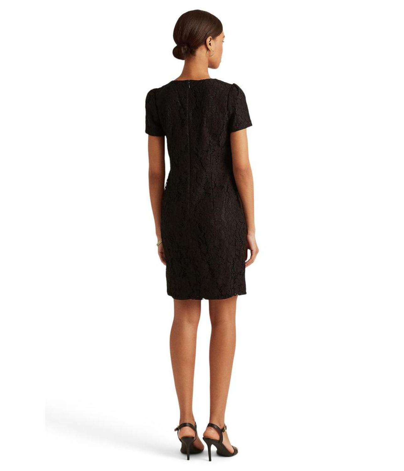 Puff-Sleeve Lace Cocktail Dress